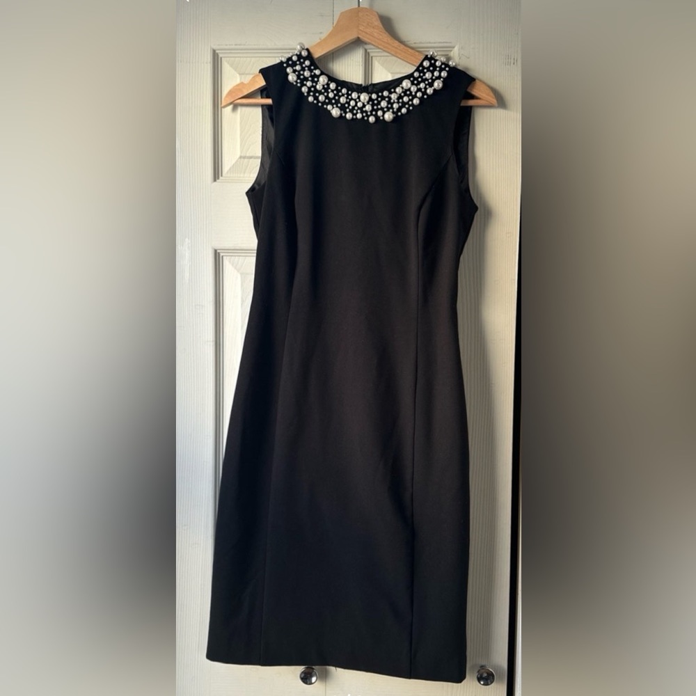 LBD with faux pearl collar